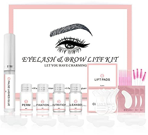 Kit Rehaussement de Cils&Sourcils 2-en-1, kit professionnel de lifting des sourcils pour cils, DIY perm cils et sourcils semi-permanente, adaptée à une utilisation en salon à domicile