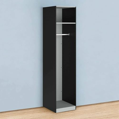 Dmora - Großer Mehrzweckschrank Anaelle, Multifunktionale Möbel, Schuhschrank, Besenschrank, 58x50 h219 cm, Schwarz