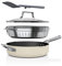 Ninja Foodi 9-in-1 PossiblePan with ZEROSTICK, Steamer/Strainer, Spatula, Glass Lid, 3.8L, Induction Compatible, Oven Safe to 260°C, Vanilla Bean CW102WHUK