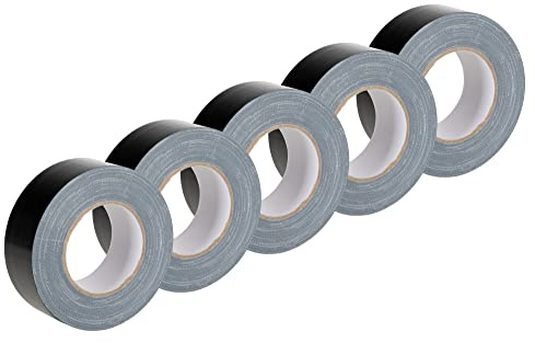 Stagecaptain DT-4850BK-PRO Gewebeband - 5 Stück im Set - Klebeband, Panzerband, Gaffa - 48mm breit - 50m lang - Schwarz