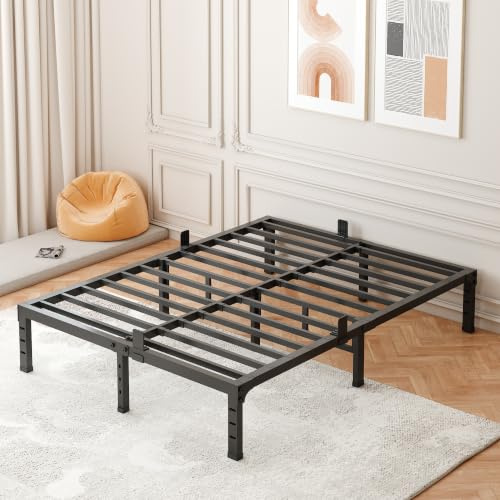FUIOBYVV King Bed Frame,14 Inch Heavy Duty Metal Platform Bed Frame King Size Support Up to 3500 lbs,No Box Spring Needed,No Shaking,Steel Slat Support,Noise Free,Easy Assembly