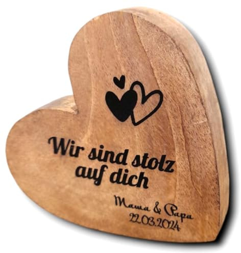 DEKOGURU Personalisiertes Herz aus Holz mit Wunschtext als persönliches Geschenk