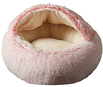 Haustiernest aus Plüsch, beruhigendes Bett, weiches Donut-Kuschelbett, Kätzchenbett, Katzenbett, Schlafsack, Anti-Angst, flauschig für mittelgroße und kleine Hunde für Indoor-Katzen