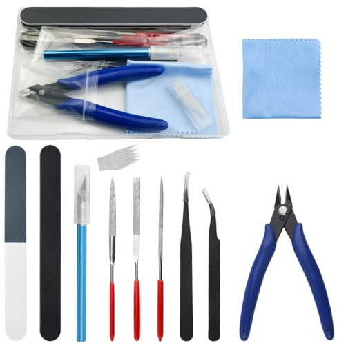BGTXINGI 15pcs modeler outil de base Craft set Gundam Model Toolkit avec boîte en plastique pour l'assemblage de modèles de voitures hobby Model Building réparation et fixation bricolage Craft Kit