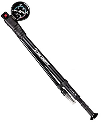 SPORTARC Pompe d'amortisseur de vélo pour VTT, vélo de route et moto - Haute pression 300 psi pour fourche avant et arrière et amortisseurs pneumatiques (noir)