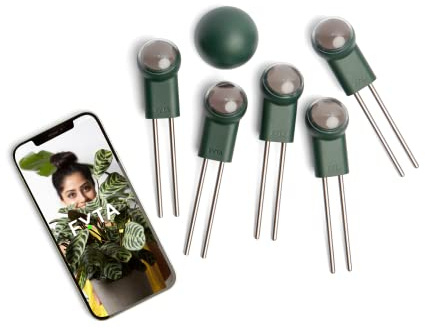 FYTA Beam Smarter Pflanzensensor - 5 Stück + WiFi Hub - Misst Wasser, Temperatur, Licht, Düngebedarf - Feuchtigkeitsmessgerät, Bodenfeuchtesensor, Temperatursensor, Gießanzeiger - Kostenlose App