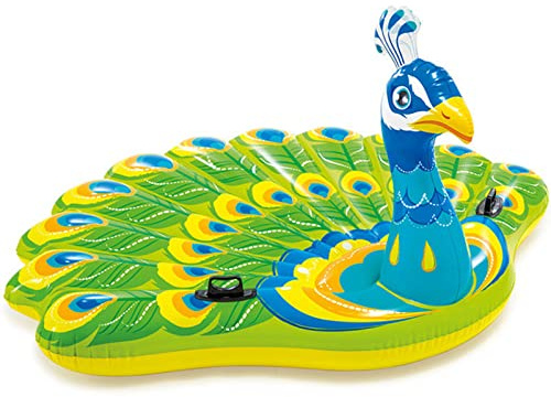 UNBOSTEN Aufblasbare Pool Luftmatratze Pfau, Wasser Luftmatratze Wasser Hängematte, Groß Aufblasbare Pool Lounger Spielzeug Sommer für Erwachsene Kinder-Peacock Mount||193 * 163 * 94CM