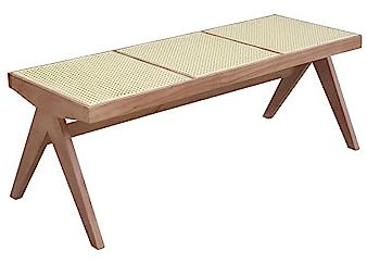 XIAOZHUANGXIONG Rattanbank Massivholzbank, Handgewebtes Design for Essbank, Rattan-Terrassensofa, Rustikales Design, Schmale Bank, Esszimmer, Schlafzimmer (Color : Wood Color)