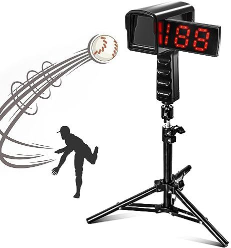 PLAYAPUT Pistole radar da baseball, sensori di velocità, attrezzatura per l'allenamento della velocità da baseball con display LED+LCD più grande, pistola radar di velocità portatile o a mani libere