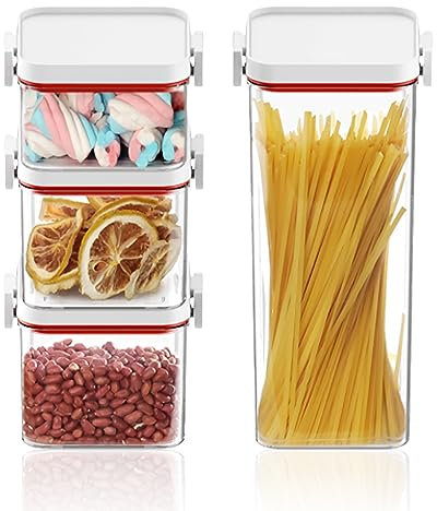 Syfunlv Vorratsdosen Set Frischhaltedosen luftdichte 8er Müsli Schüttdose Frischhaltedosen, stapelbare Behälter Kunststoff Vorratsbehälter für Müsli,Snacks,Mehl,Zucker,Kaffee,Spaghetti (4 Stück)