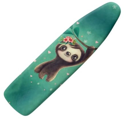 Jeiento Bügelbrettbezug, 38,1 x 137,2 cm, niedliches Faultier mit Blumen, waschbar, wärmereflektierend, bügelfeste Polyester-Bügelbezüge, Standardgröße