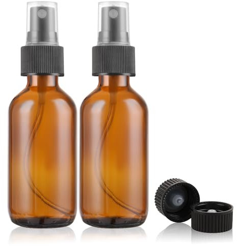 ASelected 60Ml Amber Glass Spray Bottle Small Reusable Travel Spray Bottle Homemade Cleaners And Aromatherapy (2Pcs)