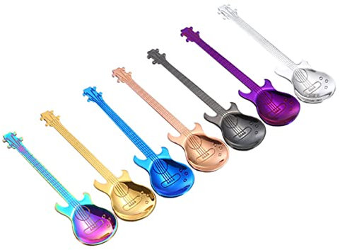 LIFKOME Gitarrenform Kaffeelöffel Rührlöffel Mattierter Griff Hochglanzpolierter Löffelkopf Tee Kaffee Cappuccino Espresso Dessert Spülmaschinenfest Zuhause Restaurant Bistro Bar