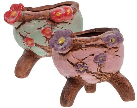 CAXUSD 2pièces Pot De Fleurs Pottery Crude De Décoration Adorable pour Plantes Succulentes pour Intérieur Et Extérieur Design Créatif Et Accessoire De Jardinage Pratique