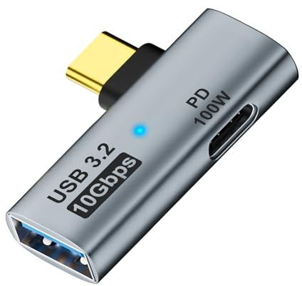 AreMe 2-in-1 USB C to USB 3.2 Adapter with 100W Charging Port, Grey