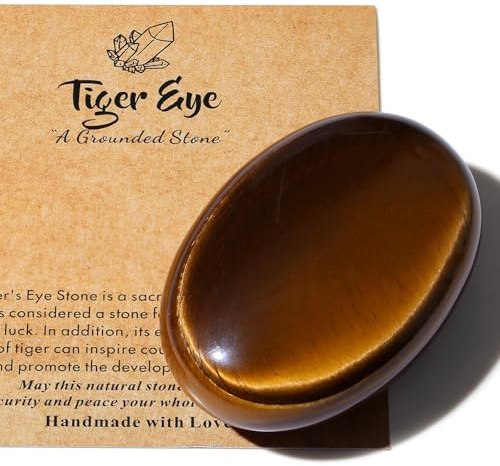 AWARDSEN 1 PCS 2.4 Tigerauge Edelsteine Groß, Braun Kristall Oval Heilung Kristall für Reiki Heilung, Wiccan Lieferungen, Balancing Meditation Zubehör