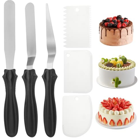 6 Stück Tortenspachtel, Winkelpalette Torte, Streichpalette für Torten, Kuchenspachtel, Tortenpalette, Edelstahl Winkelpalette für Dekorieren von Kuchen, Gebäck und Backen