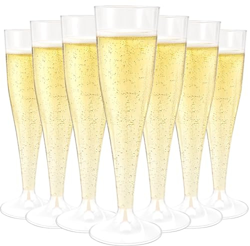 Loppdece 50 Stück Sektgläser Plastik, Champagnergläser Plastik, 133ml | Sektgläser Kunststoff, Cocktailgläser, Mehrweg, Stabil, for Hochzeiten, Geburtstage, Partys Und Picknick