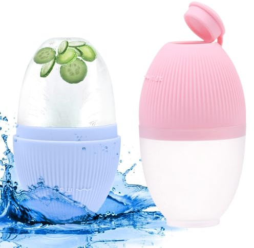 BORISCA 2 Piezas Ice Roller Facial Hielo para la Cara|Reusable Silicone Rodillo de Hielo Facial|Hielo Facial para Hielo Cara, Reafirmar la Piel, Ojeras y Bolsas Faciales (B)