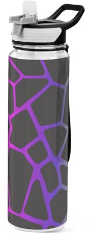 Mnsruu Transparente Sport-Wasserflasche mit Strohhalm, auslaufsichere Trinkflasche, Regenbogenfarben, Giraffen-Punkte, Fahrradflaschen für Sport, Büro, Schule, BPA-freier Tritan-Kunststoff, 1 Liter