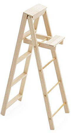 Odoria Dollhouse Step Ladder Miniature: 1/12 Scale Folding Ladders for Crafts Fairy Garden Christmas Outdoor Rustic Farm - Mini Unfinished Wood Furniture Construction Building
