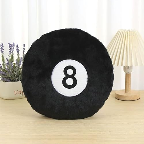 AUCOOMA Billiard Pillow, 13.7 8 Ball Pillow Plush Cushion, Fluffy Decorative Soft Creative Sport Stuffed Animal Toys Cuddle Gift Black