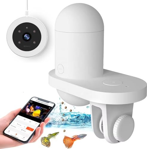 Automatic Fish Feeder, Smart Visual Fish Tank Feeder with 2 Camera, Wifi/app Control, 170° Wide Angle, Timed & Rationed Feeding, 230ml Tank Food Dispenser for Aquarium Management