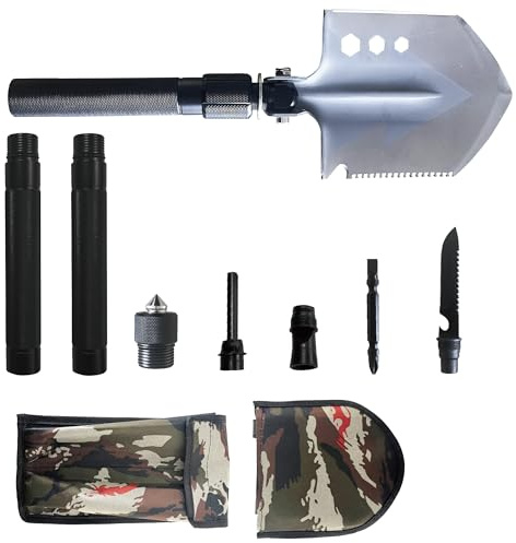 Masterproof Multifunktions-Schaufel Survival Outdoor Militär Klappspaten zusammenschraubbar 12in1 mit Taschen