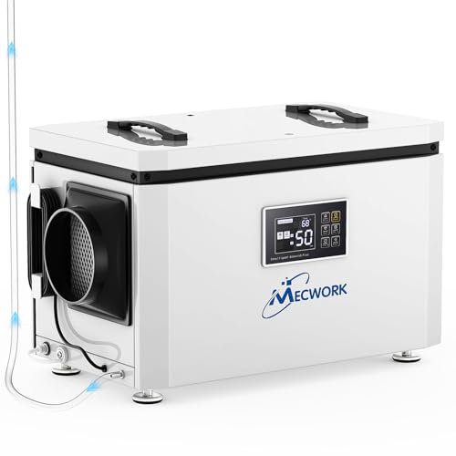 125 Pints Commercial Dehumidifier with Pump and Drain Hose, Mecwork Quiet Dehumidifiers for Basement, Crawl Space, Dehumidifier Water Damage Restoration up to 6,000 sq ft, Auto Defrost(1PCS)