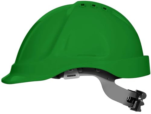 Casque De Chantier Stenso ABS Ventilé - Casque Chantier avec Mentonnière, Taille Ajustable 52-63 cm, Poids Léger 360 g, 6 Trous De Ventilation, en 397, Durée 3 Ans, Insert Anti-Transpiration - Vert