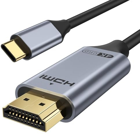 Cable USB C a HDMI 4K @60Hz 1440P @120Hz 1080P @240Hz Tipo C Thunderbolt 5 4 3 a HDMI 2.0 HDR adaptador compatible con iPhone 16 15 MacBook Pro Air Mac Mini, iMac iPad Galaxy S25 Ultra S24 (negro)