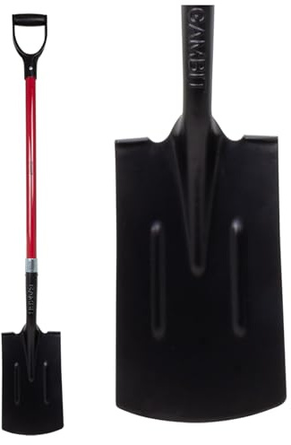 Gambit Tools Spaten mit D-Griff, 125 cm, Fiberglasstiel, Gehärteter Kohlenstoffstahl-Kopf, 30x18 cm Blatt