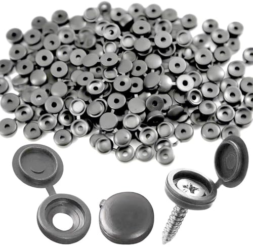 170pcs Hinge Screw Covers, Screw Caps For M4 - M8 Screws, Polypropylene Material Screw Caps Covers For Furniture, Cabinets And Walls(Dark Grey).