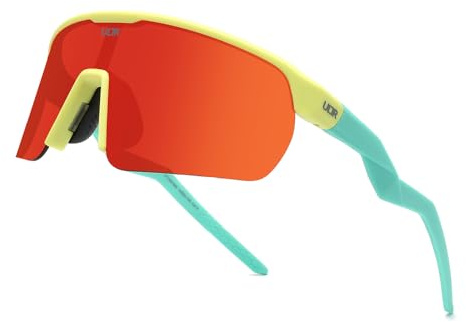 Occhiali sportivi per uomo e donna – Occhiali da ciclismo di alta qualità per uomo e donna con protezione UV 400 – Occhiali veloci ideali per ciclismo, corsa, sport occhiali da sole (FLASH – giallo