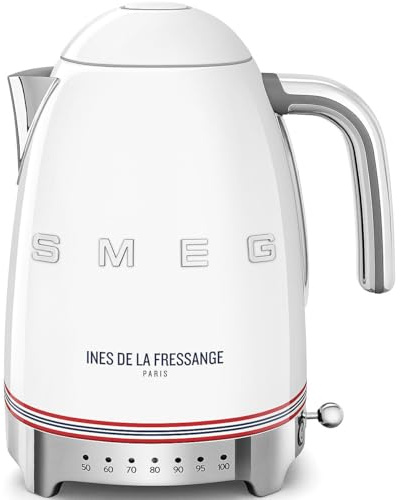 Smeg, Bouilloire à Température Variable KLF04IDFEU 1,7 L, Plusieurs Température, Filtre Anticalcaire Lavable, Arrêt Automatique de Sécurité, Indicateur de Niveau d'Eau, 2400W, Ines de la Fressange