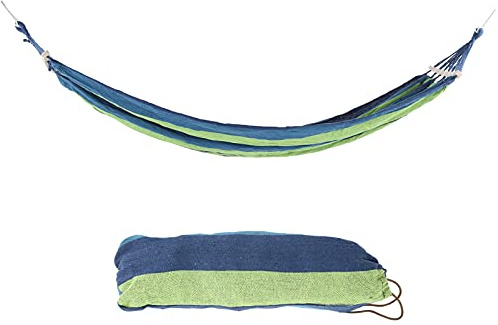 Leichte Camping -Hängematte tragbare Outdoor -Reise -Hängematte mit Hartholz -Spreizbar -Premium -Leinwandmaterial für Camping -Wanderrucksacke entfaltet Sich auf 220x80 cm (Blau)