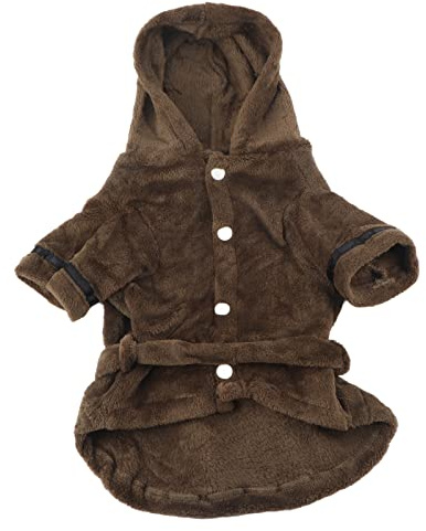 Husdjursbadrock Hundbadrock Handduk Varm flanell Snabbtorkande badhandduk med huva för valp Små hundar Katter Mjukt Bekvämt justerbart midjebälte Modedesign (XL)