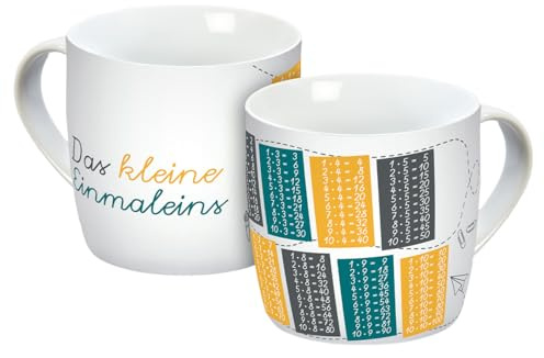 Tasse Kleines 1x1-V2 300ml, Porzellantasse, Kaffeetasse, Kindertasse, Schule, Rechnen, Mathe, Einmaleins, Porzellan, Gedalabels
