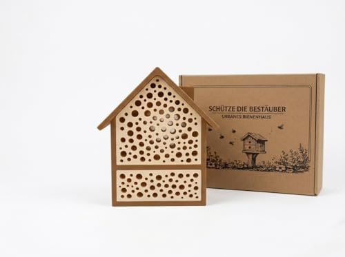 Bienenhotel für Wildbienen - Insektenhotel aus Kunststoff - Nisthilfe für Bienen & Bestäuber - Wetterfestes Bienenhaus für Garten & Balkon - Nisthaus für Wildbienen - Made in Germany