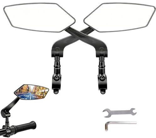 2 Stk BFahrradspiegel Set (L+R) - HD Konvexspiegel 360° Drehbar Einklappbar | fahrradspiegel für e-bike, Links-Rechts Universal Lenkerspiegel Reflektor, fahrrad zubehör für Fahrrad, Pedelec Lenker