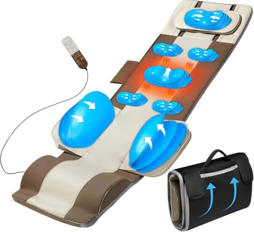 Full Body Massage Mat, 3D Body Stretching & Lumbar Pull, Back Heating, Up & Down Pull, Curved Stretch, Left & Right Twist, 4 Modes, 3 Intensities, Gift for Dad/Mom