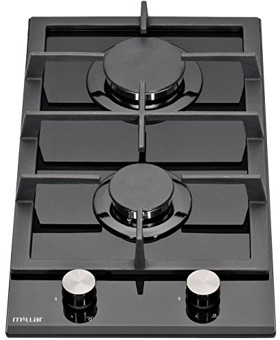 Millar GH3020TB Black Tempered Glass Hob Cooktop with 2 Gas Burners (30 cm)