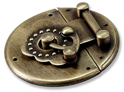 Tiazza 1.97/50mm Antique Vintage Small Brass Round Cabinet Box Latch Buckle Catch Clasp Case Lock Hinges Furniture Hardware Hasp