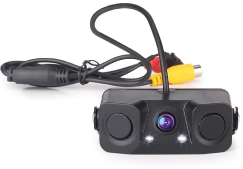 ERISIN 150° AHD Rear View Camera with Auto Parking Sensor Reversing Radar for Car Stereo