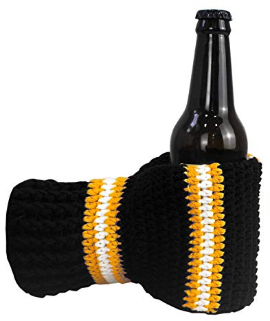FunisFun Beer Mitten Gloves, Knit Stitched Drink Mitt Holder for White Elephant Gag Gift Tailgating Idea