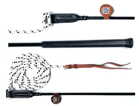 Nbrand JA Horse Kontaktstock Training mit Seil für die Bodenarbeit 100 cm 120 cm Reitstick Finesse-Stick Carrot Stick Horseman Stick (100 cm, schwarz)