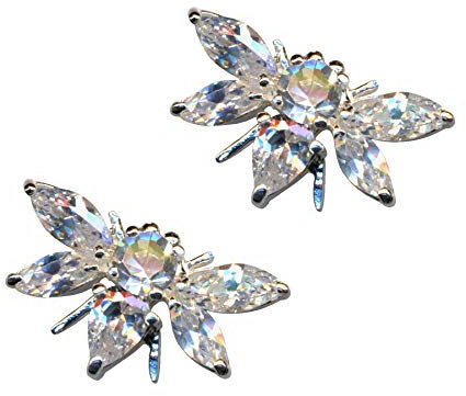 OHRRINGE Biene/Echt Silber 925 mit Zirkonia/Jugendstil Design/Steinfarbe: transparent weiss/modern cool trendy hip/Online Shop Schmuck kaufen / 58074