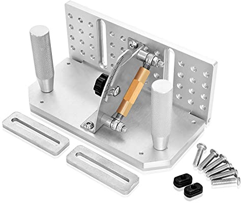 OneChoi Belt Grinder Knife Jig, 7-3/4’’ Long Sharpening Locator Adjustable Angle -5°~ 25°, Belt Knife Sharpener Jig with Dual Press Plates, Knife Making Angle Grind Guide for Belt Sander Machine