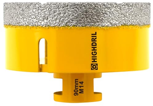 HIGHDRIL Diamant Bohrkrone - 90mm Lochsäge Fliesen M14 Gewinde für Porzellan Fliese Keramik Granit Marmor Trockenbohren Fliesen Diamantbohrer