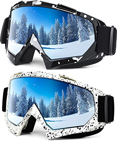 Braylin Adult Ski Goggles, 2-Pack Snowboard Goggles for Youth, Teens, Men & Women, Wide View Snowmobile Goggles